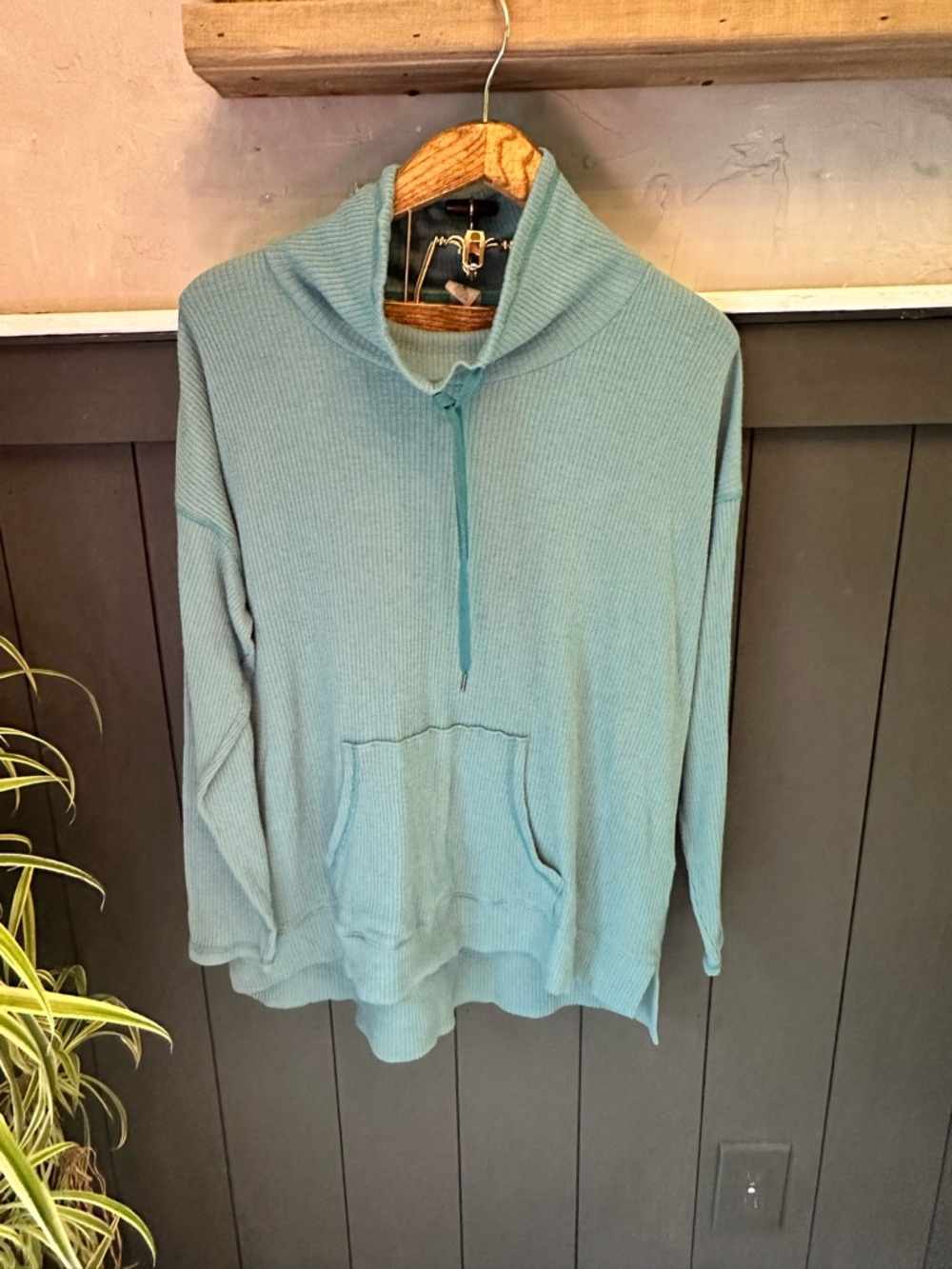 St. John's Bay Active Knit Cowl Neck Pullover Teal Green Top size XL